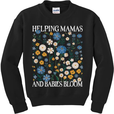 Helping Mamas And Babies Bloom Wildflowers Floral Boho Kids Sweatshirt
