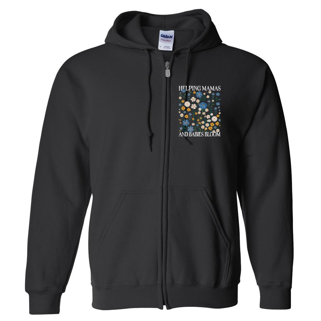 Helping Mamas And Babies Bloom Wildflowers Floral Boho Full Zip Hoodie