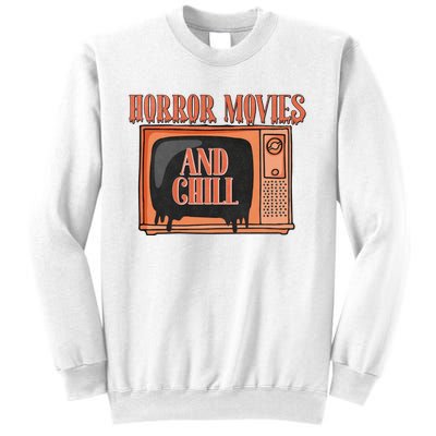 Horror Movies And Chill Funny Halloween Spooky Vibes Retro Sweatshirt