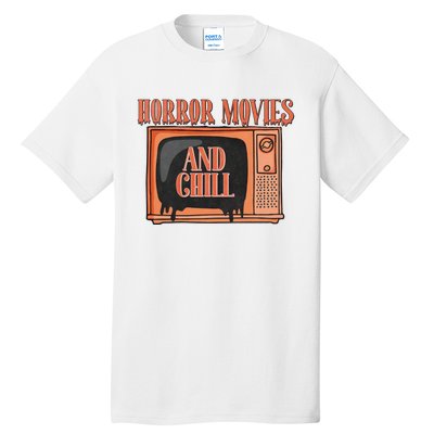 Horror Movies And Chill Funny Halloween Spooky Vibes Retro Tall T-Shirt