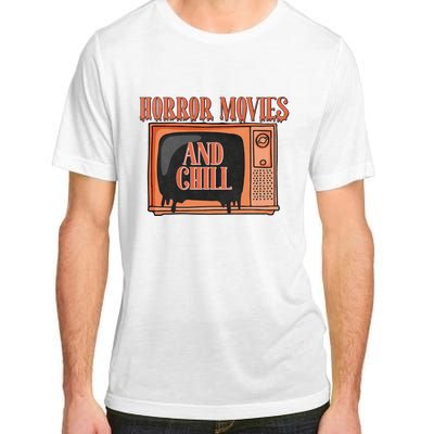 Horror Movies And Chill Funny Halloween Spooky Vibes Retro Adult ChromaSoft Performance T-Shirt