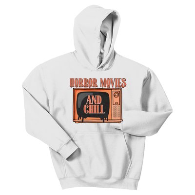 Horror Movies And Chill Funny Halloween Spooky Vibes Retro Kids Hoodie