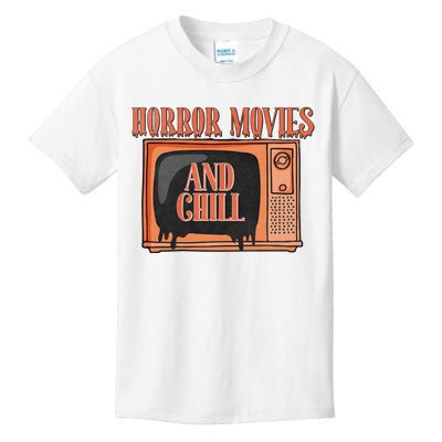 Horror Movies And Chill Funny Halloween Spooky Vibes Retro Kids T-Shirt