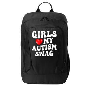 Heart My Autism Swag Funny Love My Autism Swag Gift City Backpack