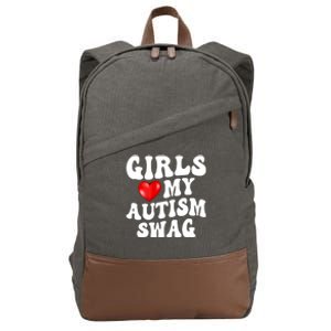 Heart My Autism Swag Funny Love My Autism Swag Gift Cotton Canvas Backpack