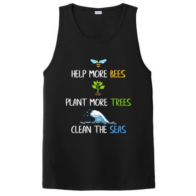 Help More Bees Plant More Trees Clean The Seas Environtal Gift PosiCharge Competitor Tank