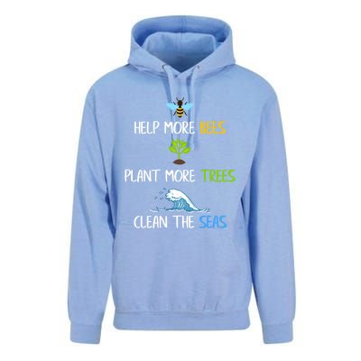 Help More Bees Plant More Trees Clean The Seas Environtal Gift Unisex Surf Hoodie