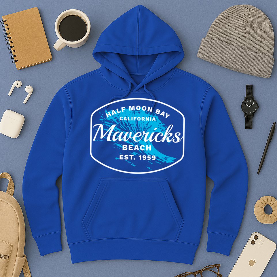 Half Moon Bay Mavericks Beach Surfing Gift Travel Gift Hoodie