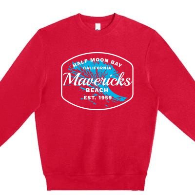 Half Moon Bay Mavericks Beach Surfing Gift Travel Gift Premium Crewneck Sweatshirt