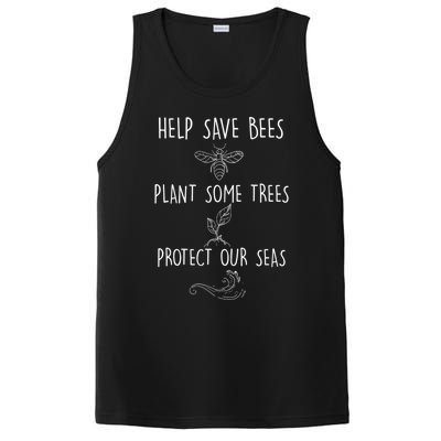 Help More Bees Plant More Trees Clean The Seas Gift PosiCharge Competitor Tank