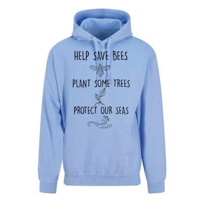 Help More Bees Plant More Trees Clean The Seas Gift Unisex Surf Hoodie