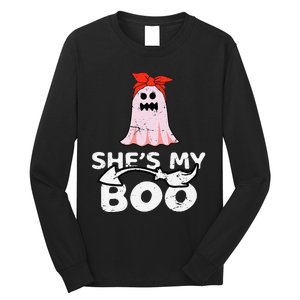 Hes My Boo Husband Wife Couples Matching Halloween Costume Long Sleeve Shirt