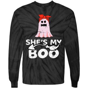 Hes My Boo Husband Wife Couples Matching Halloween Costume Tie-Dye Long Sleeve Shirt