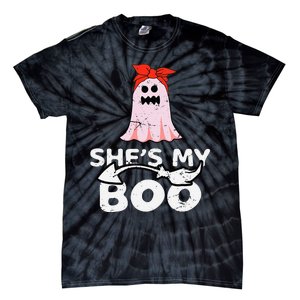 Hes My Boo Husband Wife Couples Matching Halloween Costume Tie-Dye T-Shirt