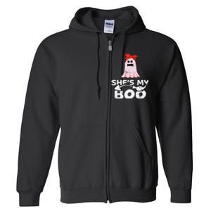 Hes My Boo Husband Wife Couples Matching Halloween Costume Full Zip Hoodie