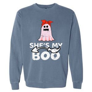 Hes My Boo Husband Wife Couples Matching Halloween Costume Garment-Dyed Sweatshirt