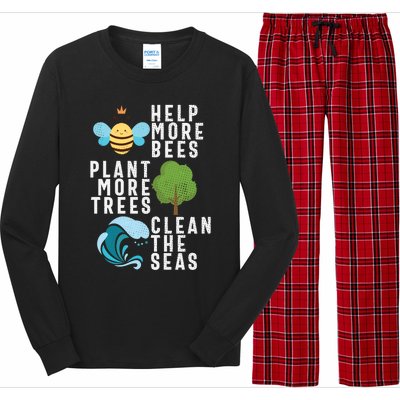 Help More Bees Plant Trees Save Our Climate Change Earth Day Gift Long Sleeve Pajama Set