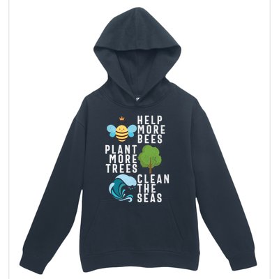 Help More Bees Plant Trees Save Our Climate Change Earth Day Gift Urban Pullover Hoodie