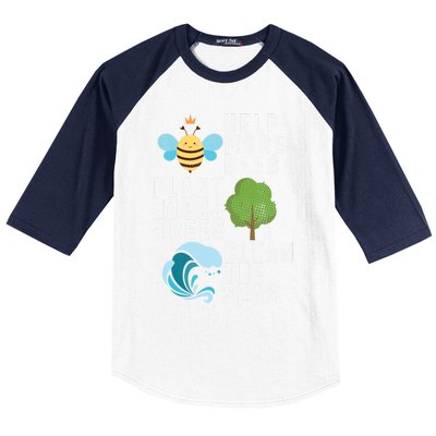 Help More Bees Plant Trees Save Our Climate Change Earth Day Gift Baseball Sleeve Shirt