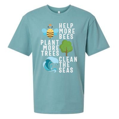 Help More Bees Plant Trees Save Our Climate Change Earth Day Gift Sueded Cloud Jersey T-Shirt