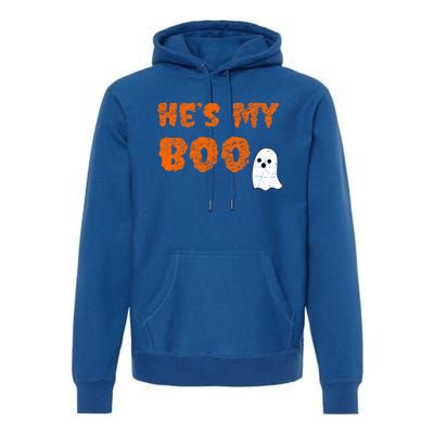 He's My Boo Halloween Couple Costume Ghost Cute Gift Premium Hoodie