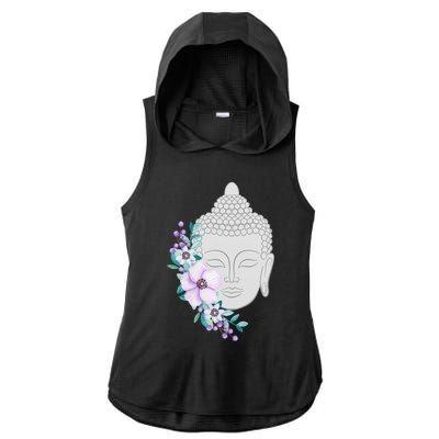 Heavily Meditated Buddha Gift Ladies PosiCharge Tri-Blend Wicking Draft Hoodie Tank