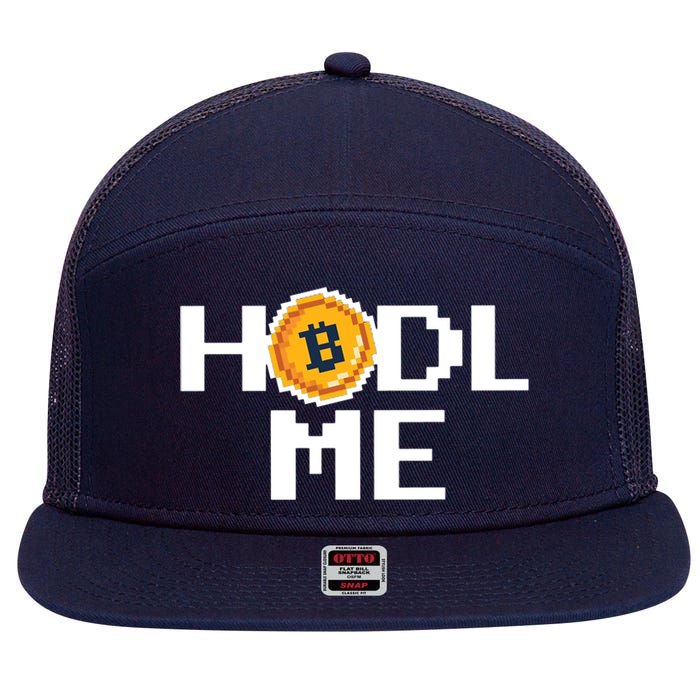 Hold Me Bitcoin 7 Panel Mesh Trucker Snapback Hat