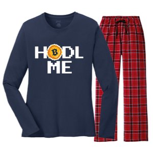 Hold Me Bitcoin Women's Long Sleeve Flannel Pajama Set 