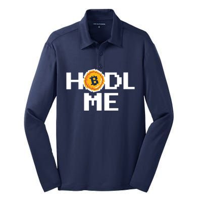 Hold Me Bitcoin Silk Touch Performance Long Sleeve Polo