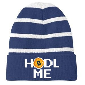 Hold Me Bitcoin Striped Beanie with Solid Band