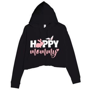 Happy Mommy Bunny Cute Holiday Crop Fleece Hoodie