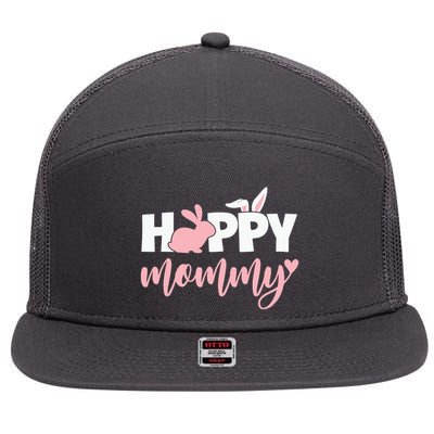 Happy Mommy Bunny Cute Holiday 7 Panel Mesh Trucker Snapback Hat