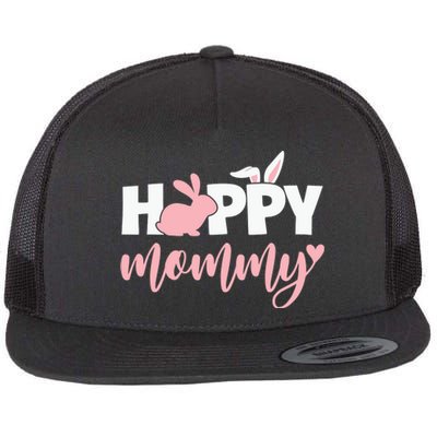 Happy Mommy Bunny Cute Holiday Flat Bill Trucker Hat