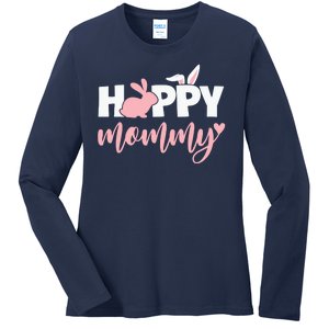 Happy Mommy Bunny Cute Holiday Ladies Long Sleeve Shirt