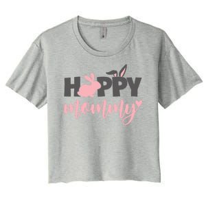 Happy Mommy Bunny Cute Holiday Women's Crop Top Tee