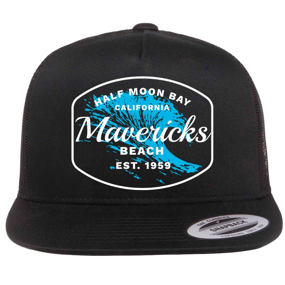 Half Moon Bay Mavericks Beach Surfing Gift Travel Gift Flat Bill Trucker Hat