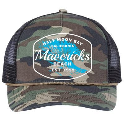 Half Moon Bay Mavericks Beach Surfing Gift Travel Gift Retro Rope Trucker Hat Cap