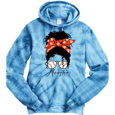 Houstion Messy Bun Souvenir I Love Houstion Women Tie Dye Hoodie