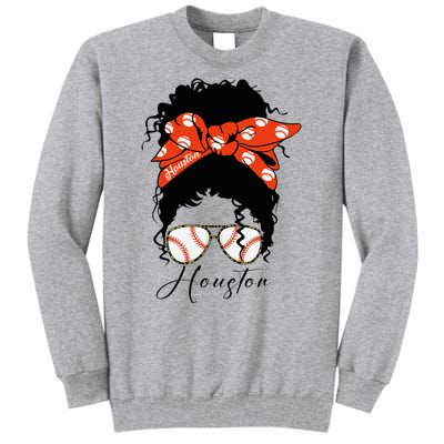 Houstion Messy Bun Souvenir I Love Houstion Women Tall Sweatshirt