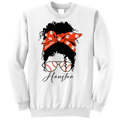 Houstion Messy Bun Souvenir I Love Houstion Women Sweatshirt