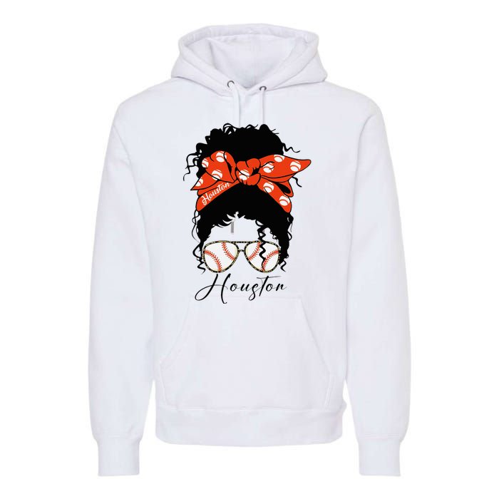 Houstion Messy Bun Souvenir I Love Houstion Women Premium Hoodie