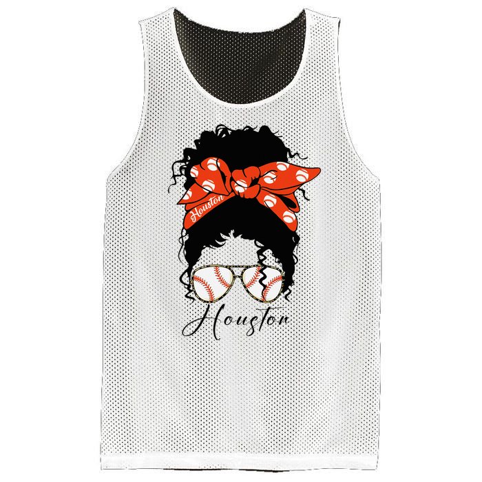 Houstion Messy Bun Souvenir I Love Houstion Women Mesh Reversible Basketball Jersey Tank