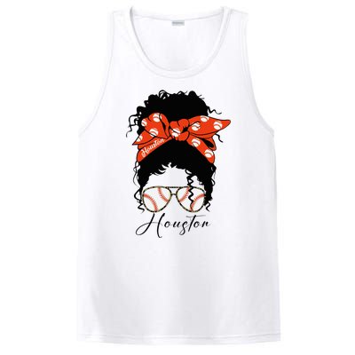 Houstion Messy Bun Souvenir I Love Houstion Women PosiCharge Competitor Tank