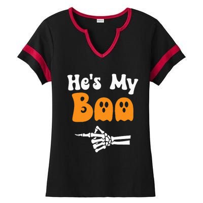 HeS My Boo Matching Halloween Pajama Couples HeS My Boo Ladies Halftime Notch Neck Tee