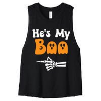 HeS My Boo Matching Halloween Pajama Couples HeS My Boo Women's Racerback Cropped Tank