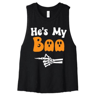 HeS My Boo Matching Halloween Pajama Couples HeS My Boo Women's Racerback Cropped Tank