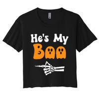 HeS My Boo Matching Halloween Pajama Couples HeS My Boo Women's Crop Top Tee