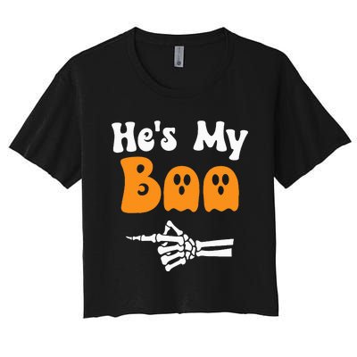 HeS My Boo Matching Halloween Pajama Couples HeS My Boo Women's Crop Top Tee