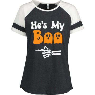 HeS My Boo Matching Halloween Pajama Couples HeS My Boo Enza Ladies Jersey Colorblock Tee