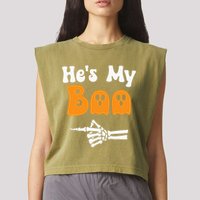 HeS My Boo Matching Halloween Pajama Couples HeS My Boo Garment-Dyed Women's Muscle Tee